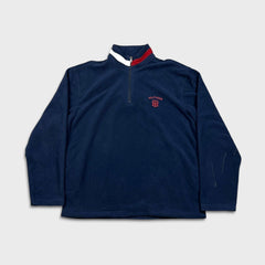 Vintage 90s Tommy Hilfiger Fleece Mens Small Blue Pullover 1/4 Zip Jacket