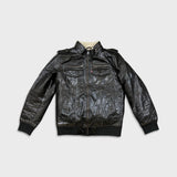 Levi's Faux Leather Jacket Mens Small Brown Aviator Bomber Sherpa Lined Coat