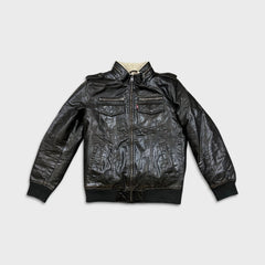 Levi's Faux Leather Jacket Mens Small Brown Aviator Bomber Sherpa Lined Coat