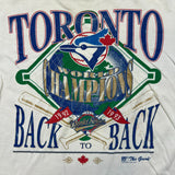 Vinatge 1993 Toronto Blue Jays T Shirt Mens Large White Back 2 Back Thrashed MLB Tee
