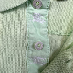 Burberry Golf Polo Shirt Mens Large Green Nova Check Tartan Cotton Preppy