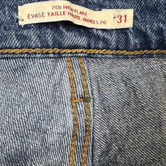 Levi's 70s Style High Flare Jeans Womens 31x24 Blue Medium Wash Distressed Denim Pants