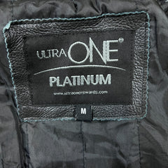Vintage Y2K Ultra One Platinum TA Petro Leather Jacket Mens Medium Black A2 Flight Bomber