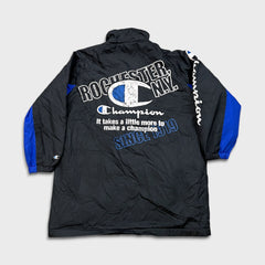 Vintage 90s Champion Jacket Mens XS Black Rochester NY USA Bomber