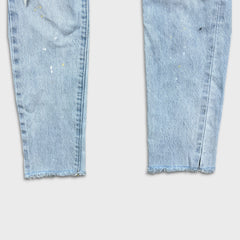 Levi's 501 S Jeans Women 26x29 Blue Skinny High Rise Light Wash Distressed Denim Pants
