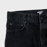Carhartt WIP Jeans Mens 29x34 Black Klondike Faded Dark Wash Slim Tapered Denim Pants
