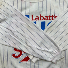 Vintage 1990 Labatt's Blue Beer Sweatshirt Mens Large White Slo-Pitch Baseball Crewneck