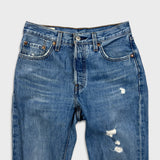 Levi's 501 Jeans Womens 25x30 Blue Original Fit Straight Distressed Medium Wash Pants