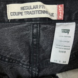Vintage Y2K Levi's 505 Jeans Mens 33x30 Black Regular Fit Straight Leg Dark Wash Denim Pants