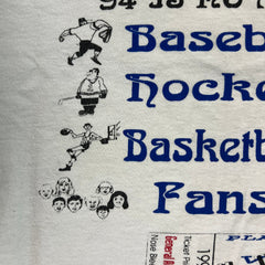 Vintage 1994 Sports Fans On Strike T Shirt Mens Large White Enough Is Enough Tee