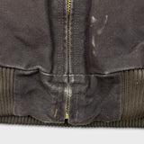 Carhartt Jacket Mens Small Brown J130 Duck Canvas Quilted Lined Faded Workwear