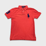 Polo Ralph Lauren Shirt Mens Small Orange Slim Fit Big Pony Casual Preppy Short Sleeve