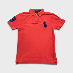 Polo Ralph Lauren Shirt Mens Small Orange Slim Fit Big Pony Casual Preppy Short Sleeve