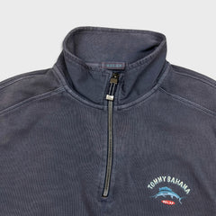 Vintage Y2K Tommy Bahama Sweatshirt Mens Large Gray 1/4 Zip Relaxed Pullover
