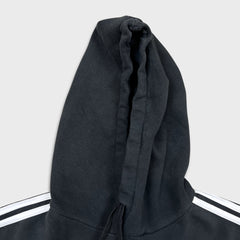 Adidas Hoodie Mens Small Black Stripe Spell Out Pullover Hooded Sweatshirt