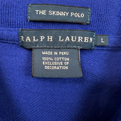 Vintage 90s Polo Ralph Lauren Shirt Womens Large Blue The Skinny Polo Preppy