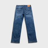 Levi's 505 Jeans Mens 36x32 Blue Regular Fit Straight Leg Dark Wash Stretch Denim Pants