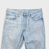 Levi's 501 S Jeans Womens 31x28 Blue Skinny Taper Leg Light Wash Distress Denim Pants