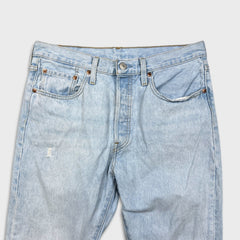 Levi's 501 S Jeans Womens 31x28 Blue Skinny Taper Leg Light Wash Distress Denim Pants