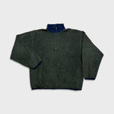 Vintage 90s Nautica Fleece Mens 2XL Green USA 1/4 Zip Sweatshirt Pullover Jacket