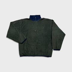 Vintage 90s Nautica Fleece Mens 2XL Green USA 1/4 Zip Sweatshirt Pullover Jacket