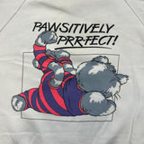 Vintage 1989 Feline Fitness Fanatic Sweatshirt Womens Medium White Cat Gym Funny Crewneck