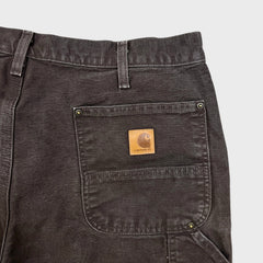 Carhartt Pants Mens 36x30 Brown Loose Fit Double Knee Workwear Carpenter Canvas