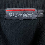 Vintage Y2K Playboy Polo Shirt Mens Medium Black Heavyweight Knit Short Sleeve