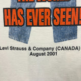 Vintage 2001 Levi Strauss Canada T Shirt Mens XL White Biggest Jeans Promo Tee