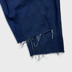 Dickies Overalls Mens 40x28 Blue Bib Medium Wash Hammer Loop Workwear Frayed