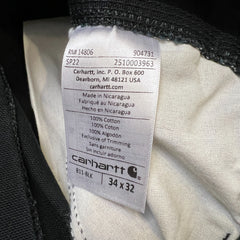 Carhartt B11 Pants Mens 34x32 Black Loose Straight Washed Duck Dungaree Workwear
