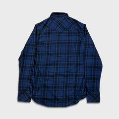 True Religion Shirt Mens Medium Blue Plaid Western Pearl Snap Long Sleeve Button Up