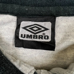 Vintage 90s Umbro by Descente Polo Shirt Mens Medium Gray 1/4 Zip Spell Out