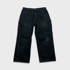 Carhartt B11 Pants Mens 34x27 Black Loose Fit Washed Duck Workwear Dungaree