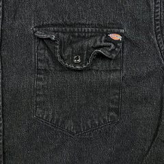 Dickies Denim Shirt Mens 2XL Black Dark Wash Casual Western Button Up