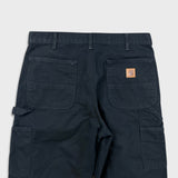Carhartt B11 Pants Mens 34x32 Black Loose Straight Washed Duck Dungaree Workwear