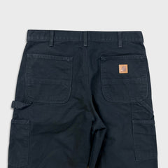 Carhartt B11 Pants Mens 34x32 Black Loose Straight Washed Duck Dungaree Workwear