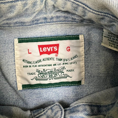 Vintage 90s Levi's Denim Shirt Mens Large Blue Red Tab Light Wash Button Up