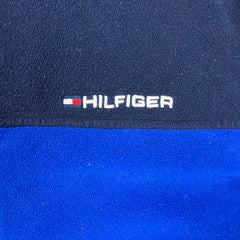 Vintage Y2K Tommy Hilfiger Fleece Mens Medium Blue Flag Pullover Full Zip Jacket