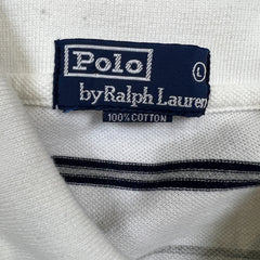 Vintage 90s Polo Ralph Lauren Shirt Mens Large White Pony Striped Short Sleeve