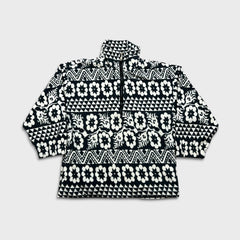 Vintage 90s Floral Fleece Mens Small White Aztec Navajo 1/4 Zip Pullover Jacket