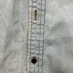 Vintage 90s Levi's Denim Shirt Mens Medium Blue Faded Light Wash Button Up