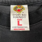 Vintage Y2K Don Ed Hardy Christian Audigier T Shirt Mens Large Black Skull Graphic Tee