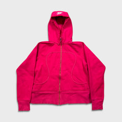 Lululemon Scuba Hoodie Womens Size 12 Pink Full Zip Distressed Hooded Sweater