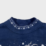 Vintage 90s Christmas Winter Sweatshirt Mens Large Blue USA Animal Pullover