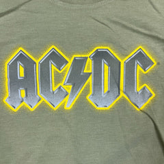 2023 AC/DC T Shirt Mens Small Green Spell Out Logo Graphic Rock Band Tee
