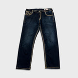 Vintage Y2K True Religion Jeans Mens 36x30 Big T World Tour Dark Wash Flap Pocket Denim Pants