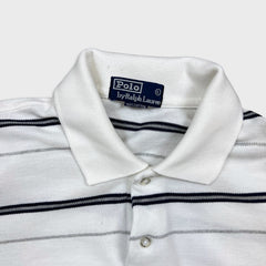 Vintage 90s Polo Ralph Lauren Shirt Mens Large White Pony Striped Short Sleeve