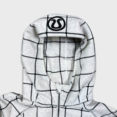 Lululemon Scuba Hoodie Womens Size 6 White Striped Full Zip Hooded Sweater