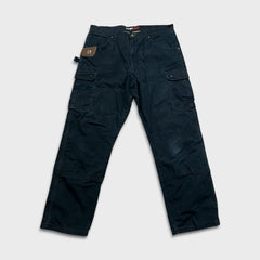 Vintage Wrangler Riggs Pants Mens 36x32 Black Ripstop Carpenter Double Knee Cargo